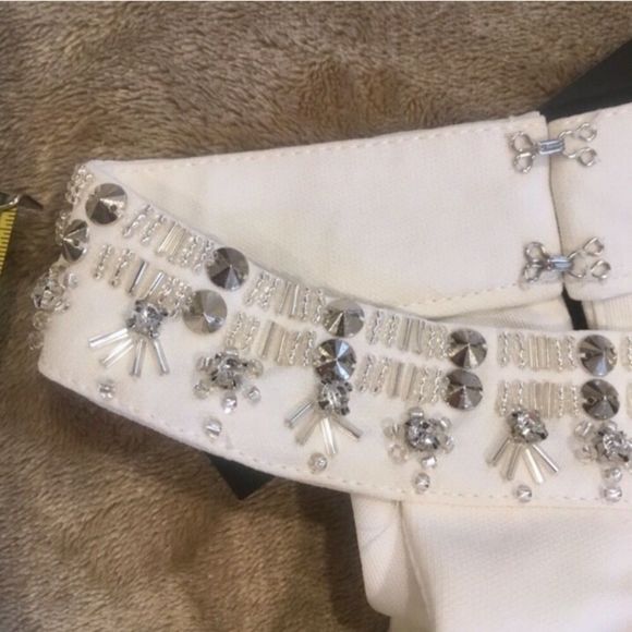 Crystal Embellished White Halter Low Front Dress with Open Back NWT S/M/L - Picture 5 of 10